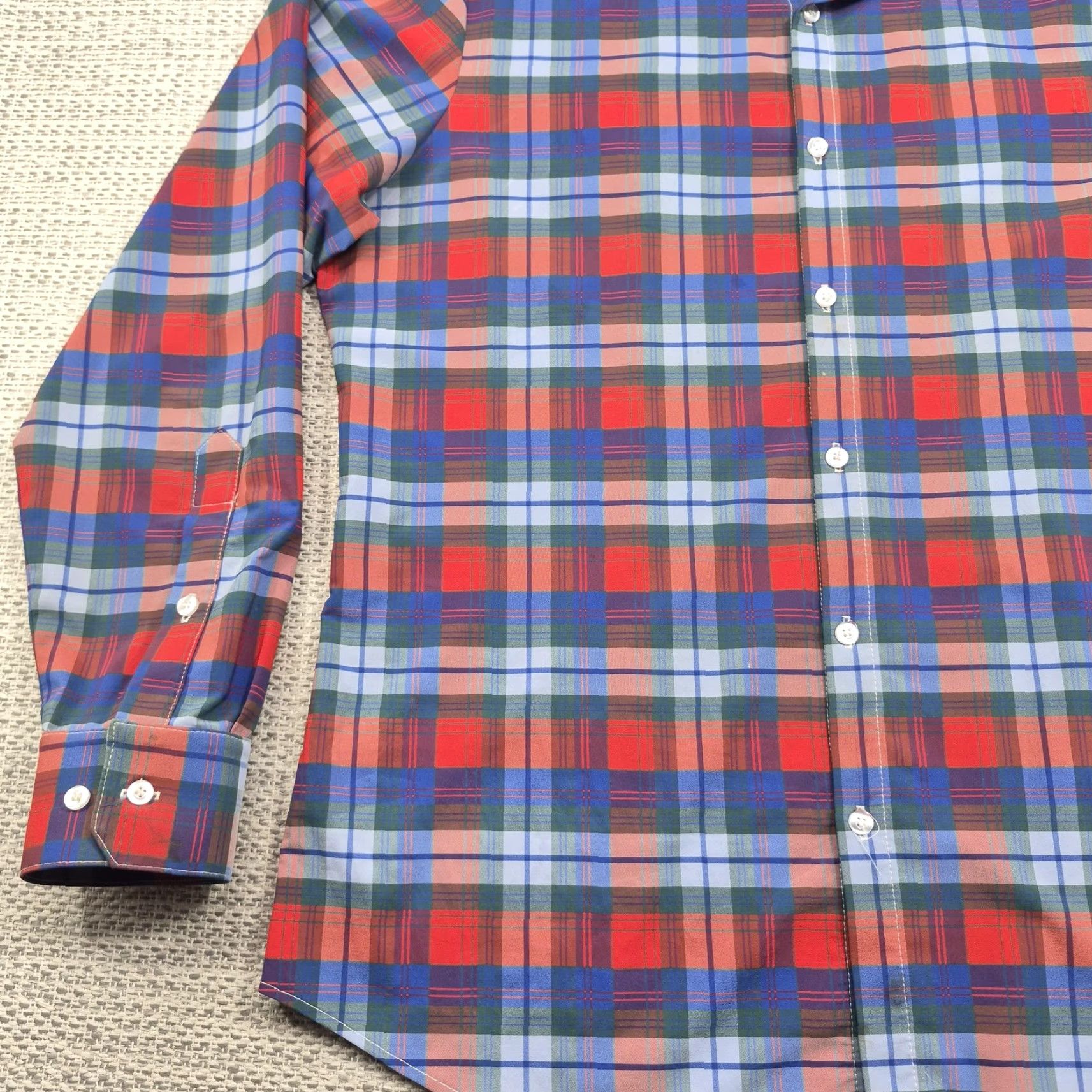 Mizzen+Main Mizzen+Main Button Up Shirt Mens XL Red Plaid Long Sleeve Trim Fit Stretch Shirt Size US XL / EU 56 / 4 - 3 Thumbnail