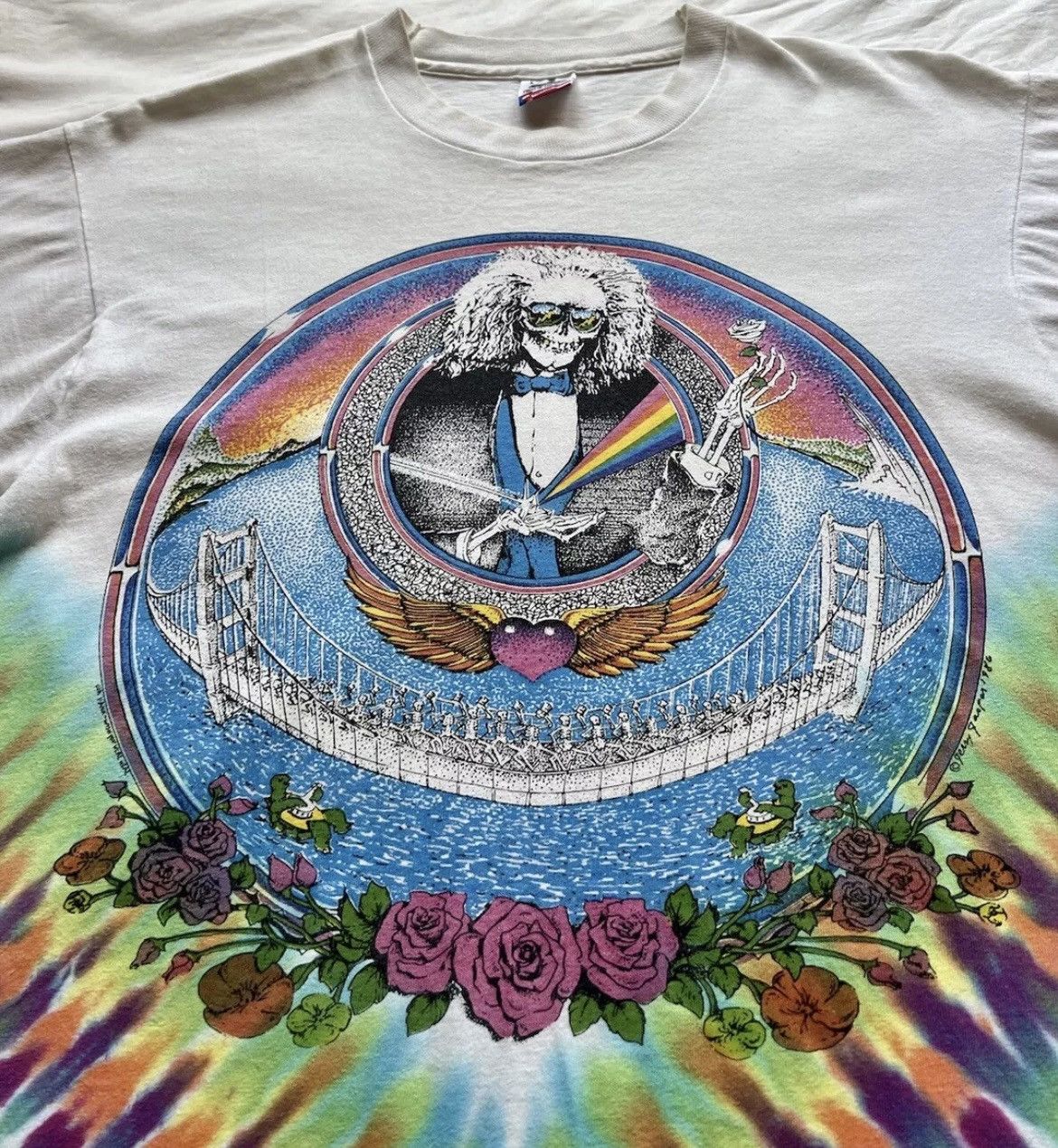 Fruit Of The Loom × Grateful Dead × Vintage Vintage 80s Grateful Dead Golden Gate Bridge Mens L Tie-Dye Size US L / EU 52-54 / 3 - 3 Thumbnail