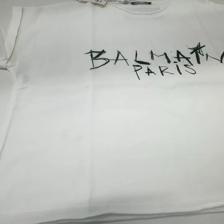 Balmain Balmain White Logo Print Short Sleeve T-Shirt -2507 Size S / US 4 / IT 40 - 7 Thumbnail