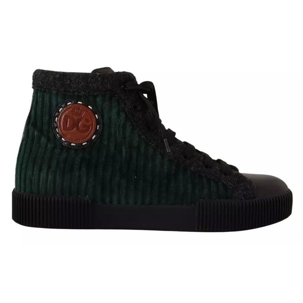 Dolce & Gabbana Dolce & Gabbana Green Corduroy High Tops Sneakers Mens Casua Size US 9 / EU 42 - 1 Thumbnail