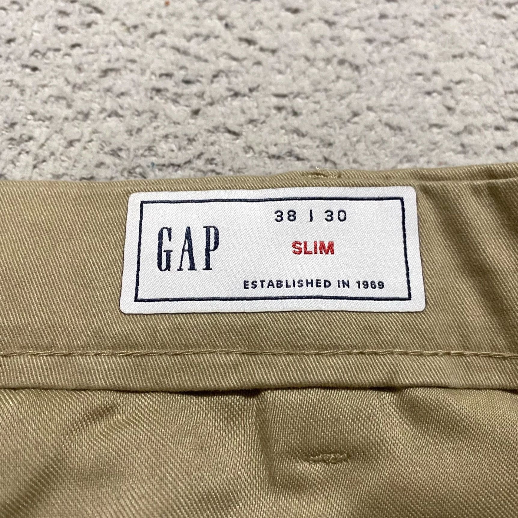 Gap Gap Mens Slim 38x30 Khaki Beige Flat Front Chino Pants 38 Regular 30 Inseam Cotton Spandex Stretch Pockets Button Zip Vintage No N/A Size US 38 / EU 54 - 3 Thumbnail
