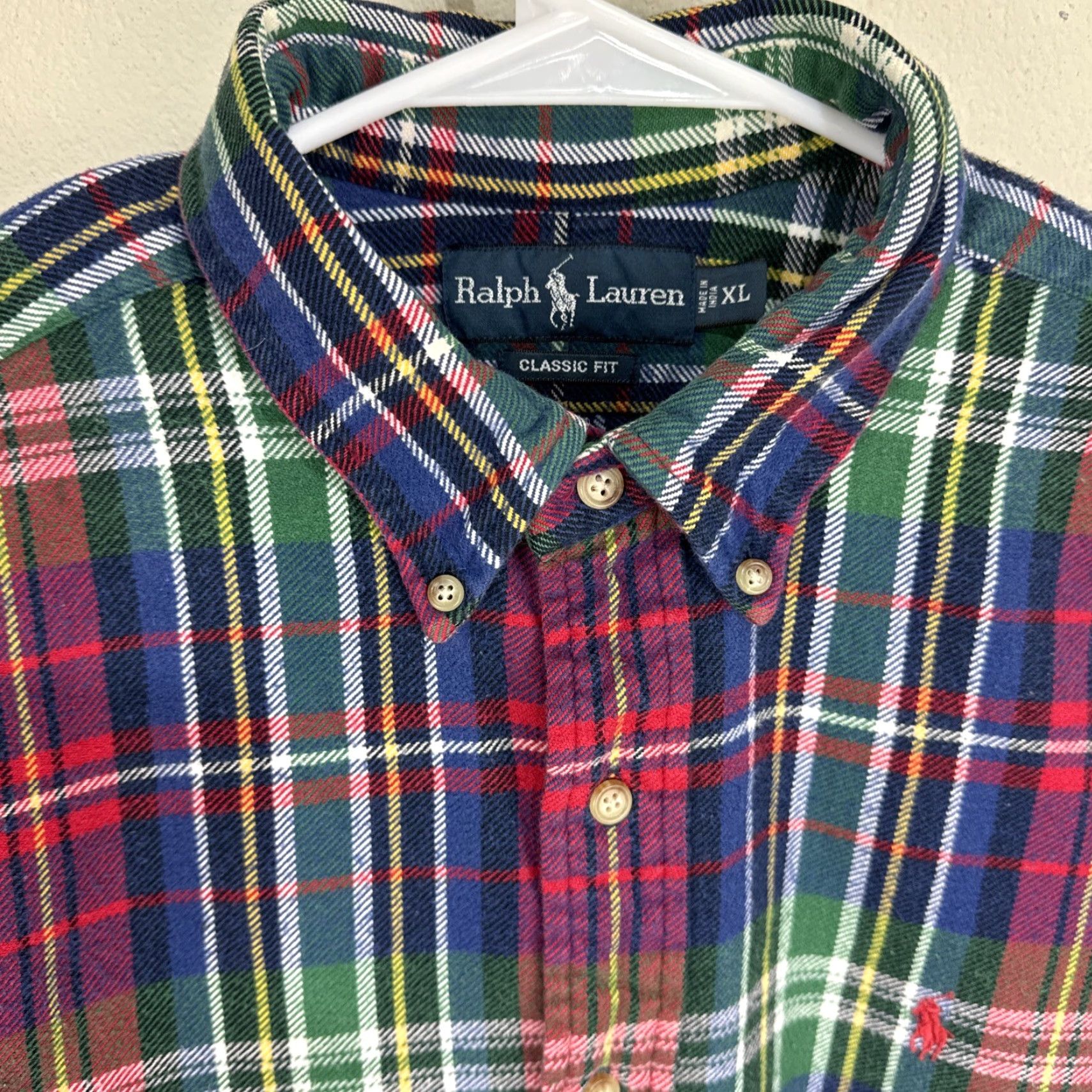 Ralph Lauren Ralph Lauren Classic Fit Plaid Flannel Shirt Men's XL Long Sleeve Red Blue Size US XL / EU 56 / 4 - 3 Thumbnail