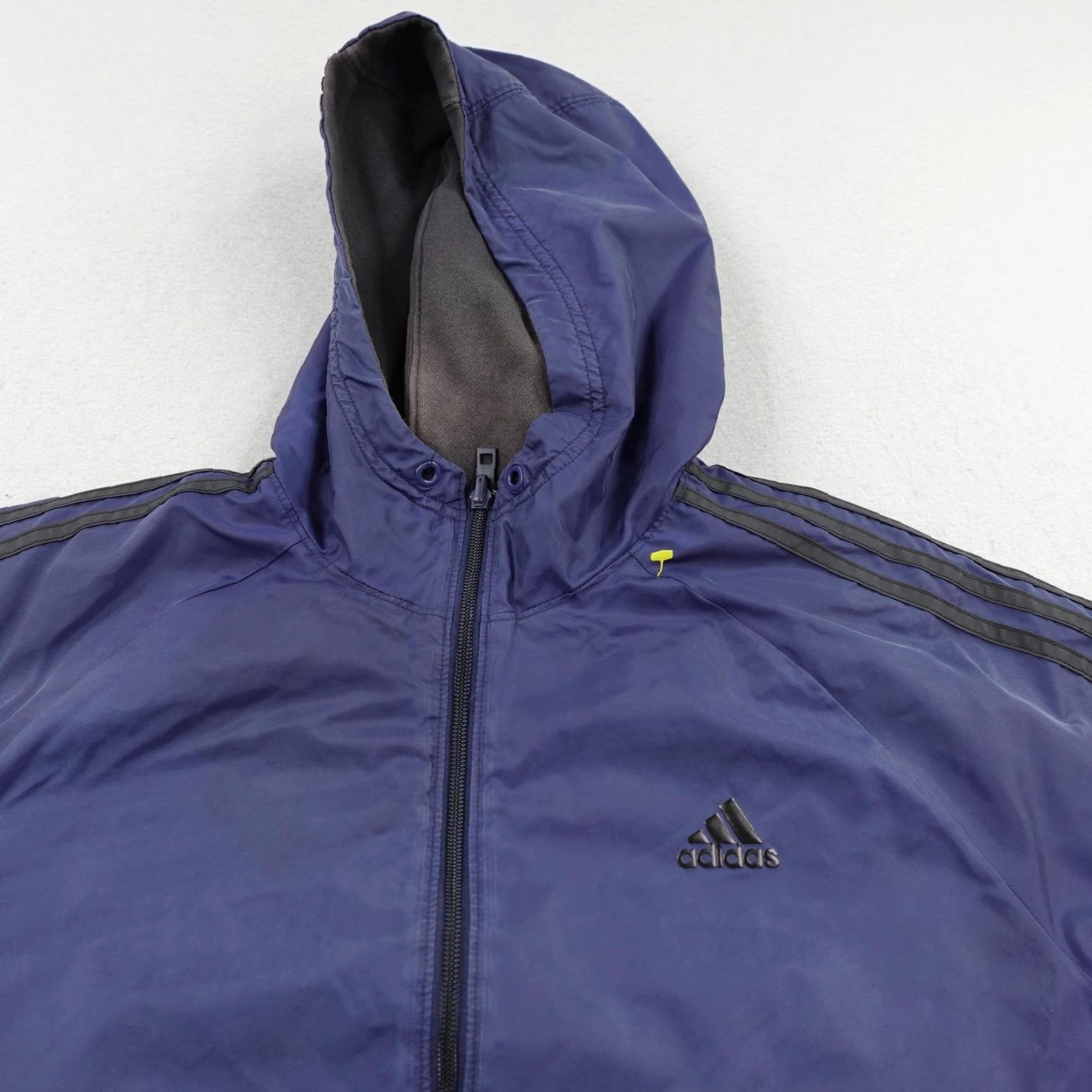 Adidas VINTAGE Adidas Jacket Windbreaker Reversible Full Zip Up Mens Large Blue Black—Hooded, Nylon Shell, Activewear, 90s? Size US L / EU 52-54 / 3 - 2 Thumbnail