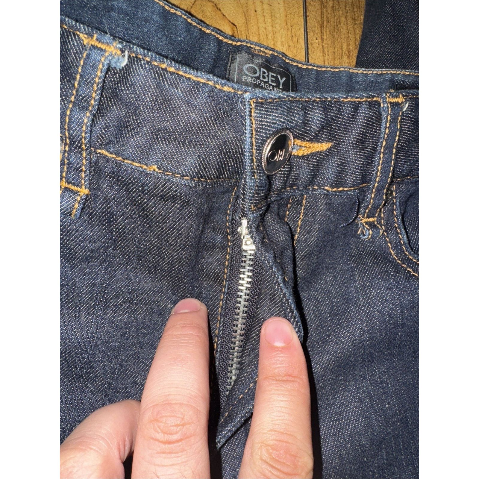 Obey Obey Tight Stretch Straight Leg Jeans Dark Wash 30x33 Size US 30 / EU 46 - 7 Thumbnail