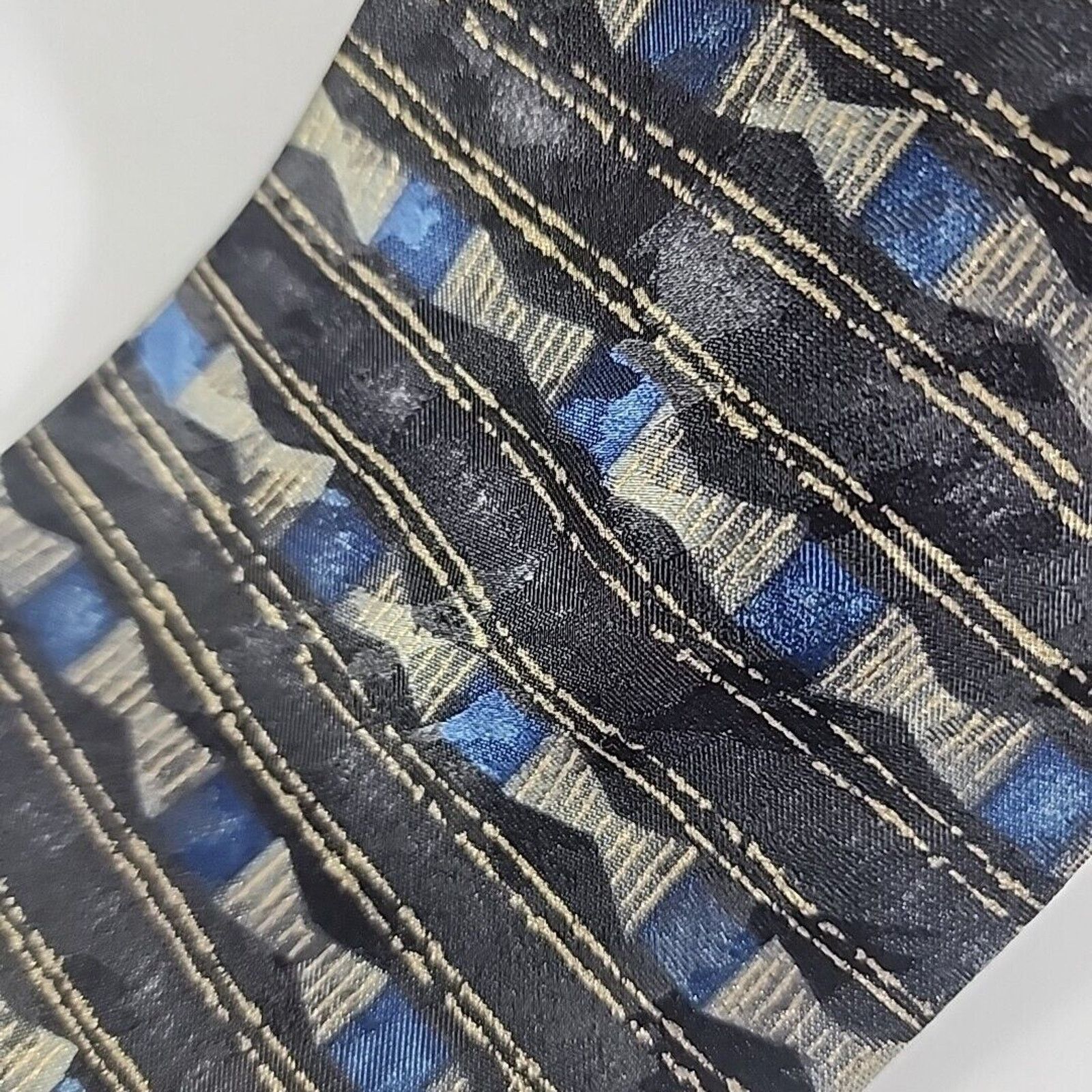 Geoffrey Beene Geoffery Beene Blue Geometric Silk Necktie - Made in Italy Size ONE SIZE - 3 Thumbnail