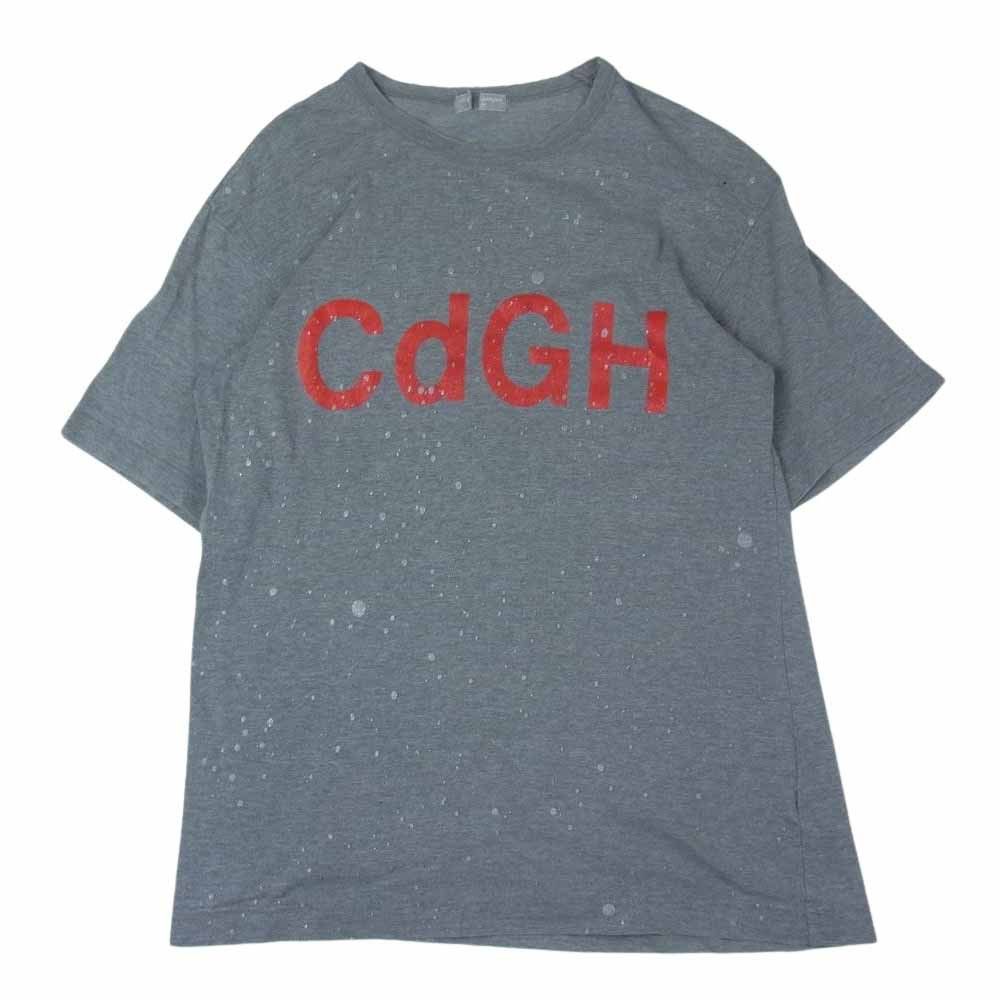 T-Shirts Painted Logo Print Short Sleeve Cotton Gray
