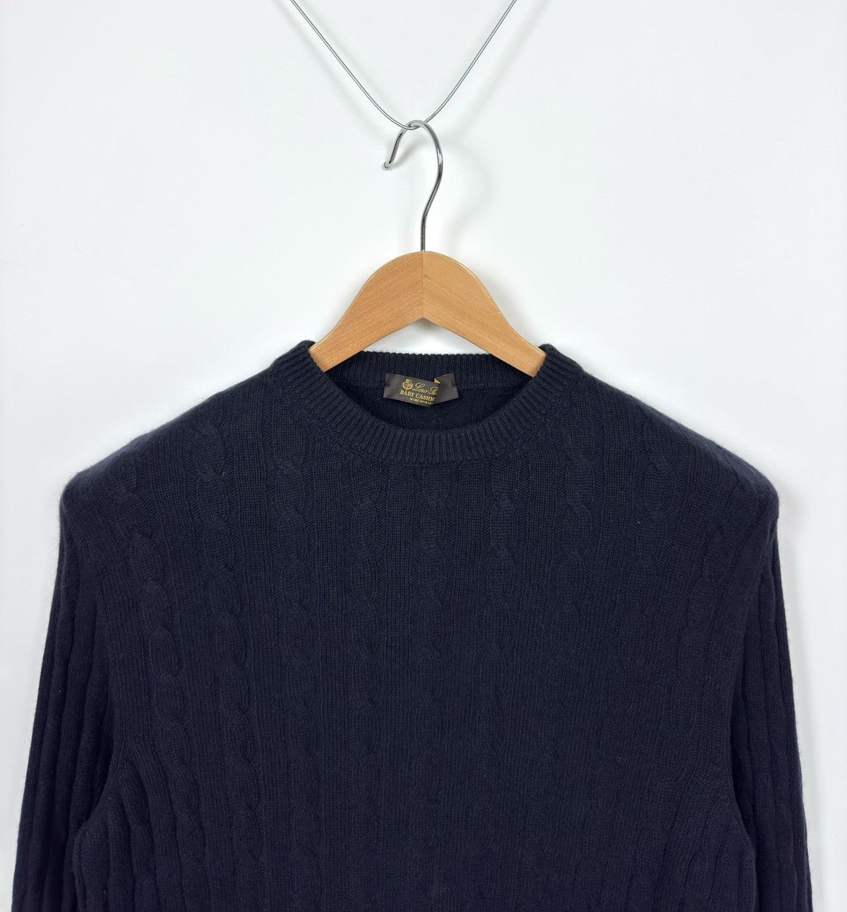 Loro Piana Loro Piana Baby Cashmere Navy Cable Knit Sweater Size US M / EU 48-50 / 2 - 2 Thumbnail