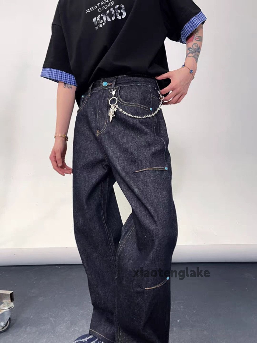 Jean Unisex utility punk yuppie loose baggy cargo jeans Size US 32 / EU 48 - 5 Thumbnail