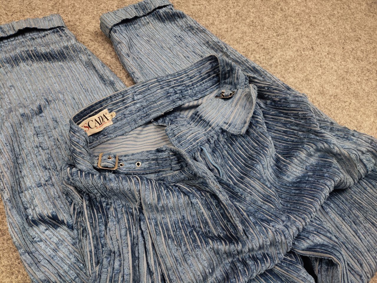 Escada Vintage Escada By Margaretha Ley Corduroy Velour Blue Pants Size 38" / US 16 / IT 52 - 17 Thumbnail
