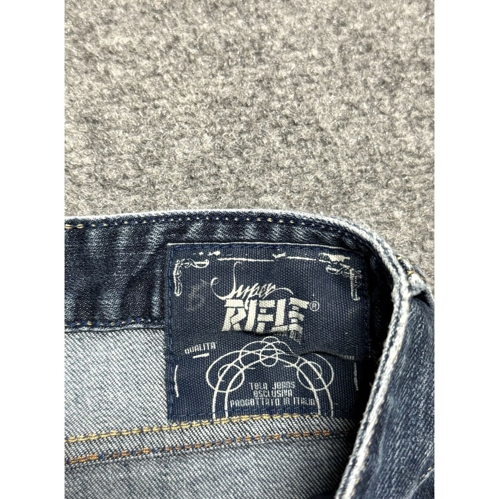 Denime Super Rifle Jeans Mens 30x29 Blue Denim Straight Regular 5-Pocket Distressed Button Zip Rise Low Inseam 29" Waist 30" Cotton Denim Vintage No Size US 30 / EU 46 - 6 Thumbnail