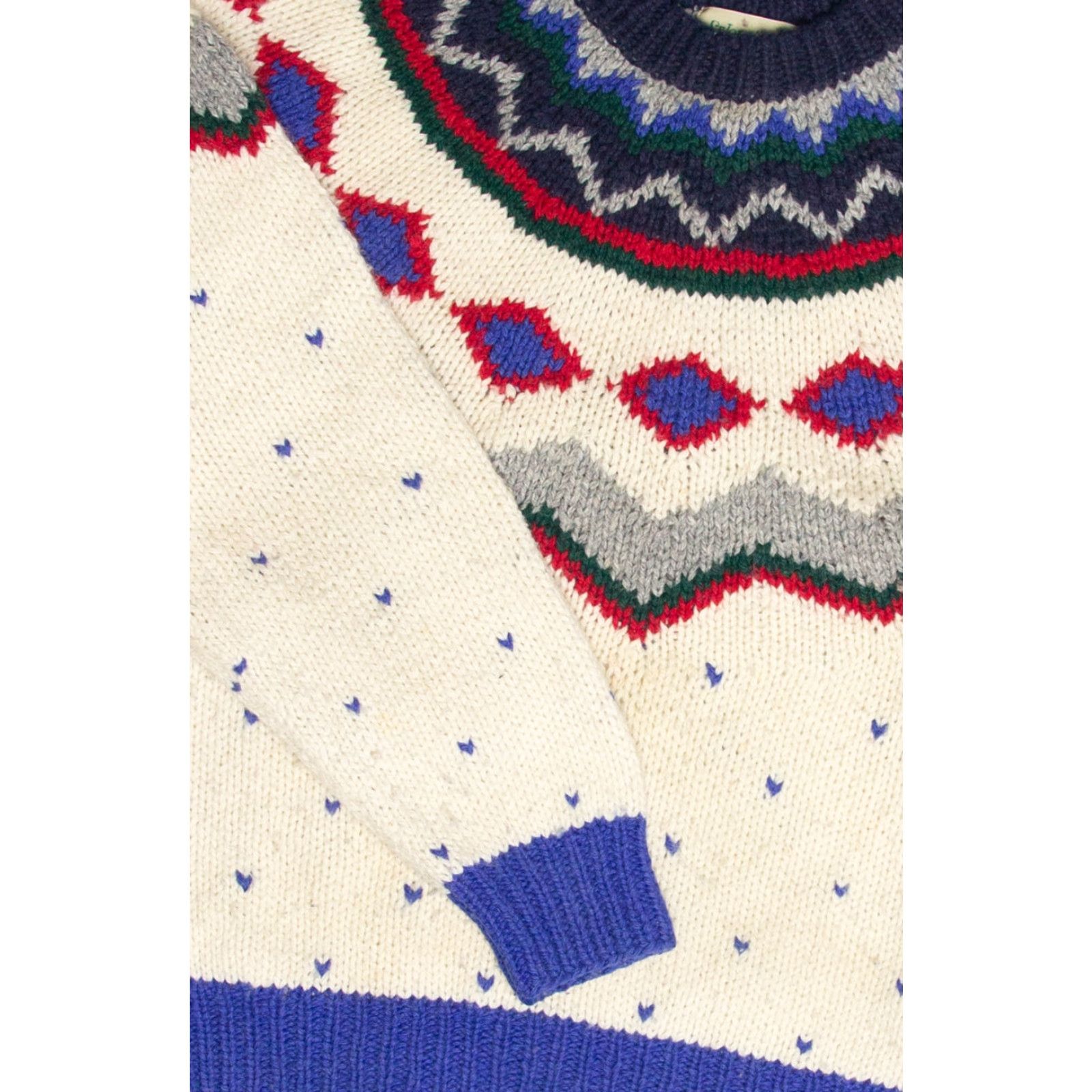 Vintage VINTAGE St. John's Bay Fair Isle Sweater Medium White Wool Blend 454 Wool / Acrylic Mens Women Girls Boys Size M / US 6-8 / IT 42-44 - 2 Thumbnail
