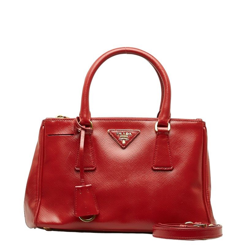 image of Prada Saffiano Double Zip Lux Tote in Red, Women's