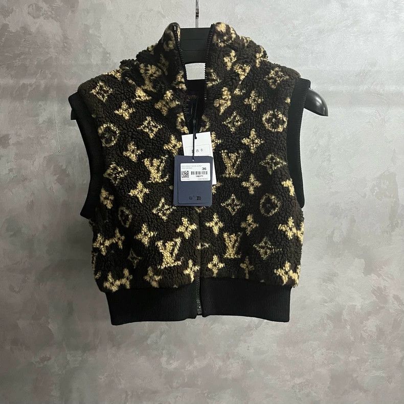 Louis Vuitton Louis Vuitton Brown graphic print zip-up hooded sleeveless Size XS / US 0-2 / IT 36-38 - 1 Thumbnail
