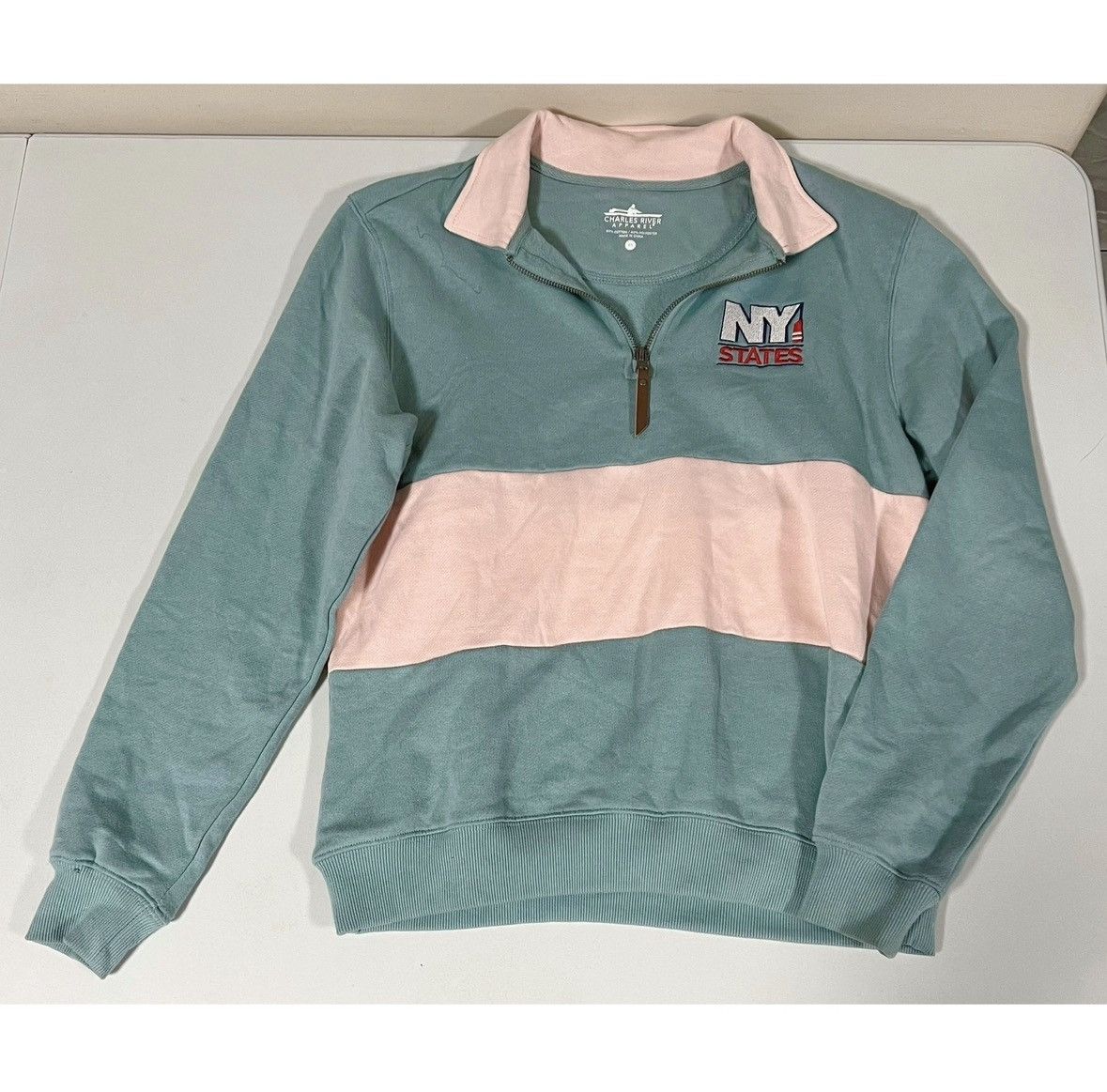 Jean Charles De Castelbajac Charles River Apparel ‘NY States’ Quarter-Zip Sweatshirt XS🩵 Size XS / US 0-2 / IT 36-38 - 1 Thumbnail