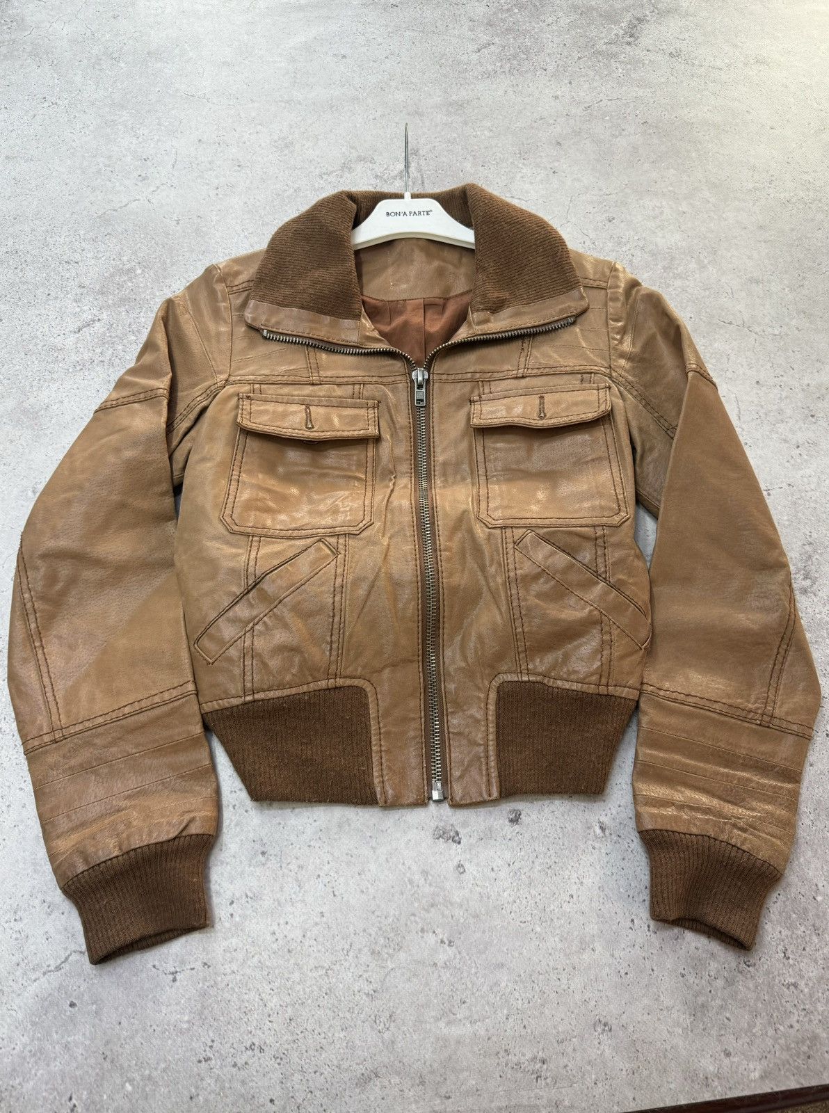 Junya Watanabe Vintage Stone Leather Undercover Style Cargo Bomber Jacket Size US S / EU 44-46 / 1 - 2 Thumbnail