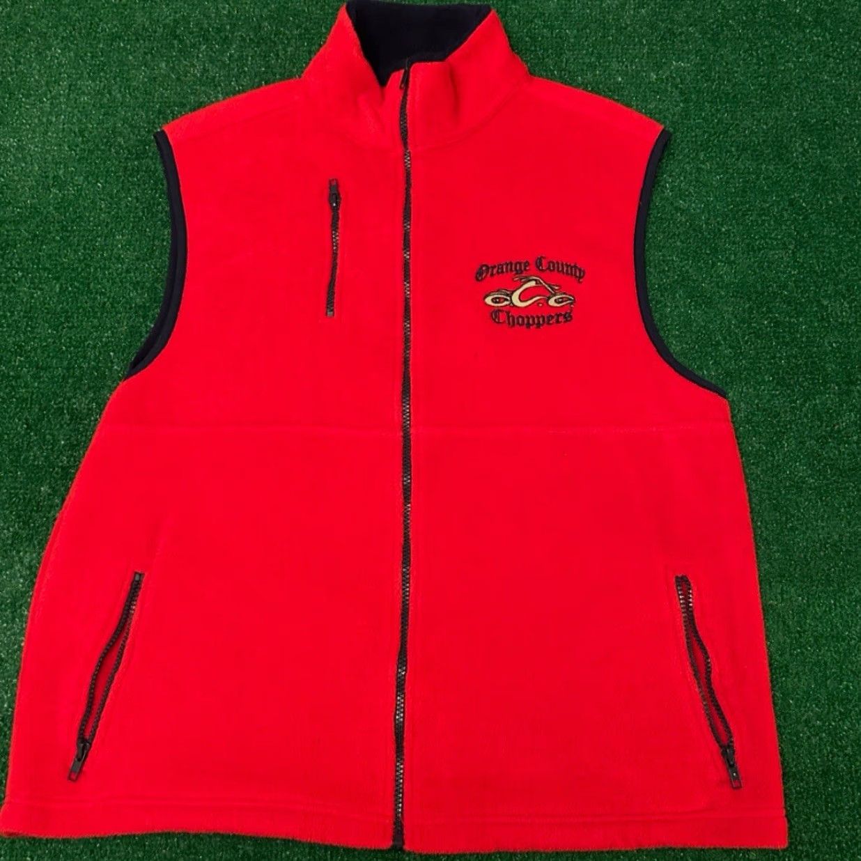 Logo 7 VINTAGE Orange County Choppers Fleece Vest Embroidered Logo Mens Size Large Red 90s Motorcycle Biker Vest Mens Large Size US L / EU 52-54 / 3 - 2 Thumbnail