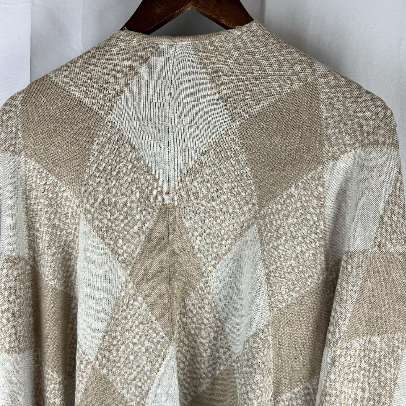 Vintage VINTAGE? NWT Lane Bryant Womens Sz OS Beige Checkered Poncho Shaw Cardigan Loungewear 0 Size ONE SIZE - 7 Thumbnail