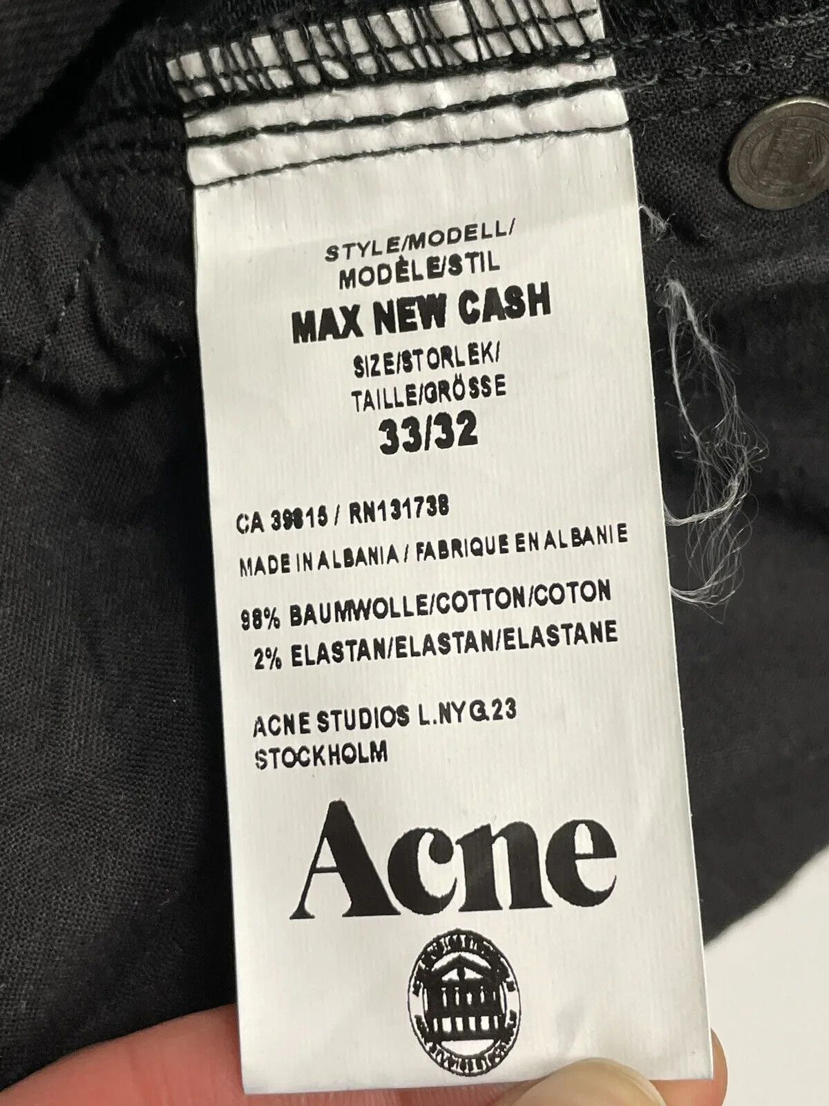 Acne Studios ACNE Studios Max Cash Men Slim Jeans Black SIZE 33/32 Size US 33 - 8 Thumbnail