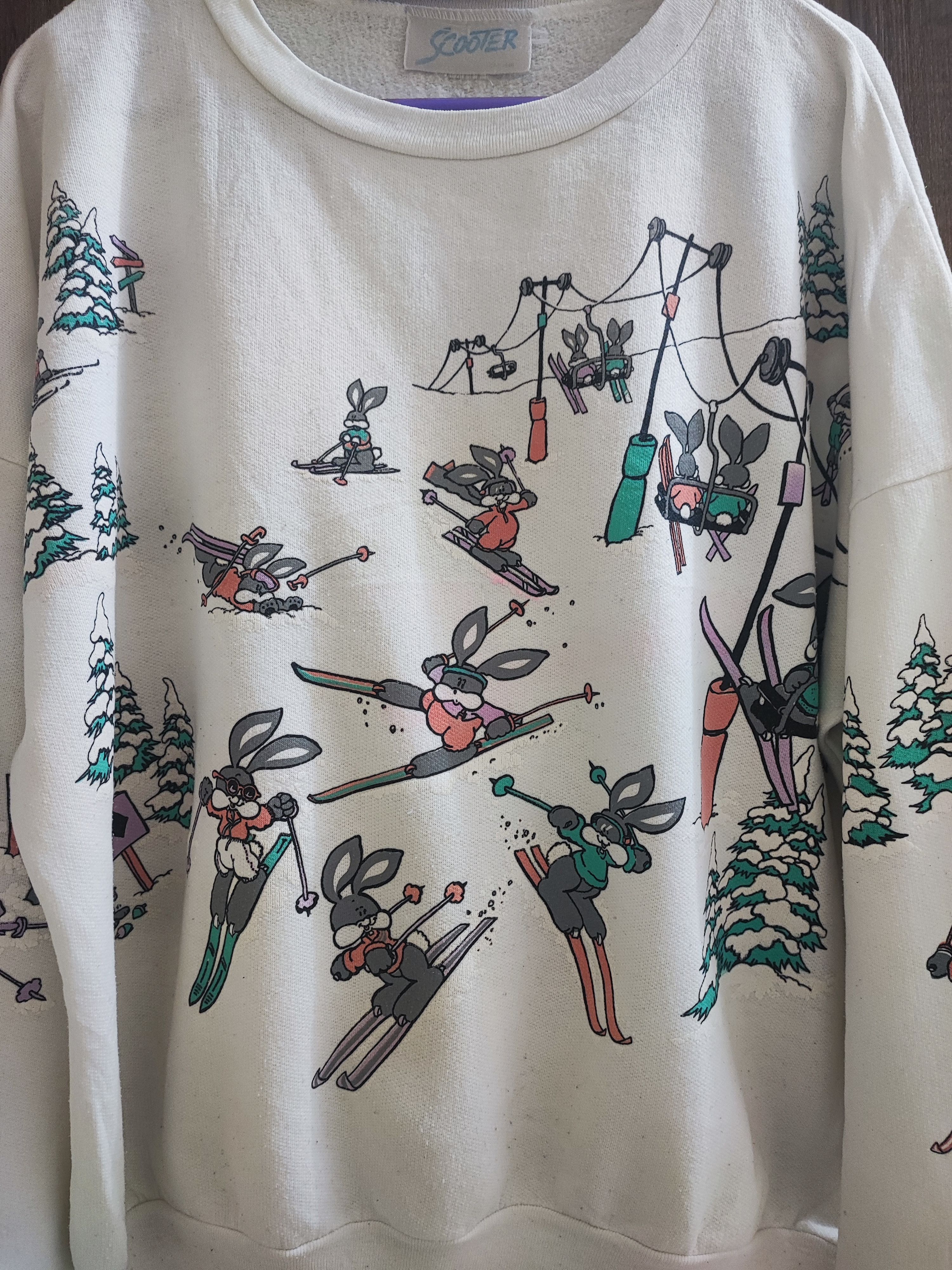 Vintage Vintage 80s/90s AOP Bunny Rabbit Ski Graphic Boxy Sweatshirt Size US M / EU 48-50 / 2 - 3 Thumbnail
