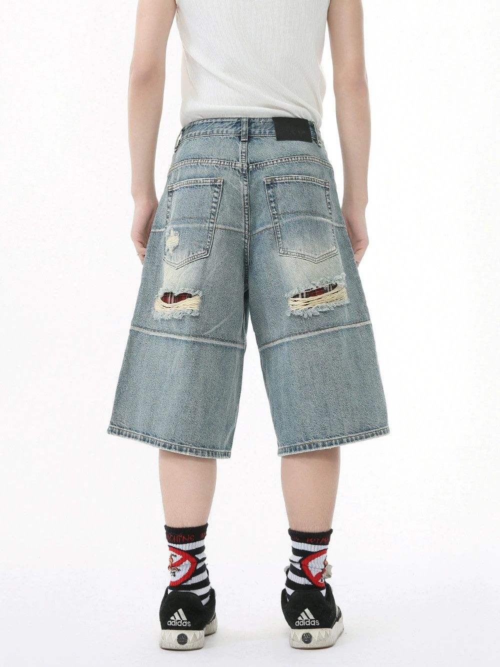 Japanese Brand × Jean Japanese retro distressed straight ripped denim shorts Size US 32 / EU 48 - 5 Thumbnail