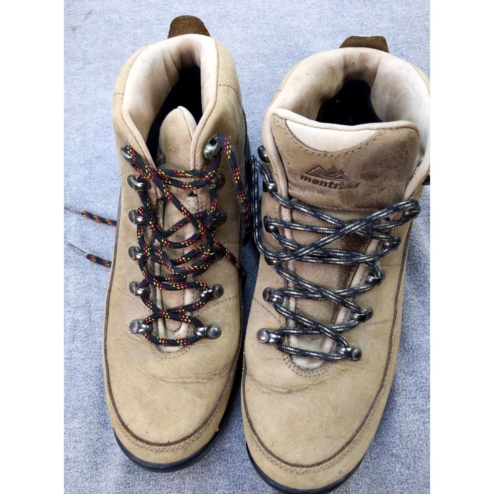 Vibram Montrail Womens 9.5 Beige Nubuck Mid Top Hiking Sneakers Vibram Shoes 41 EU 9.5 41 Size L / US 10 / IT 46 - 2 Thumbnail