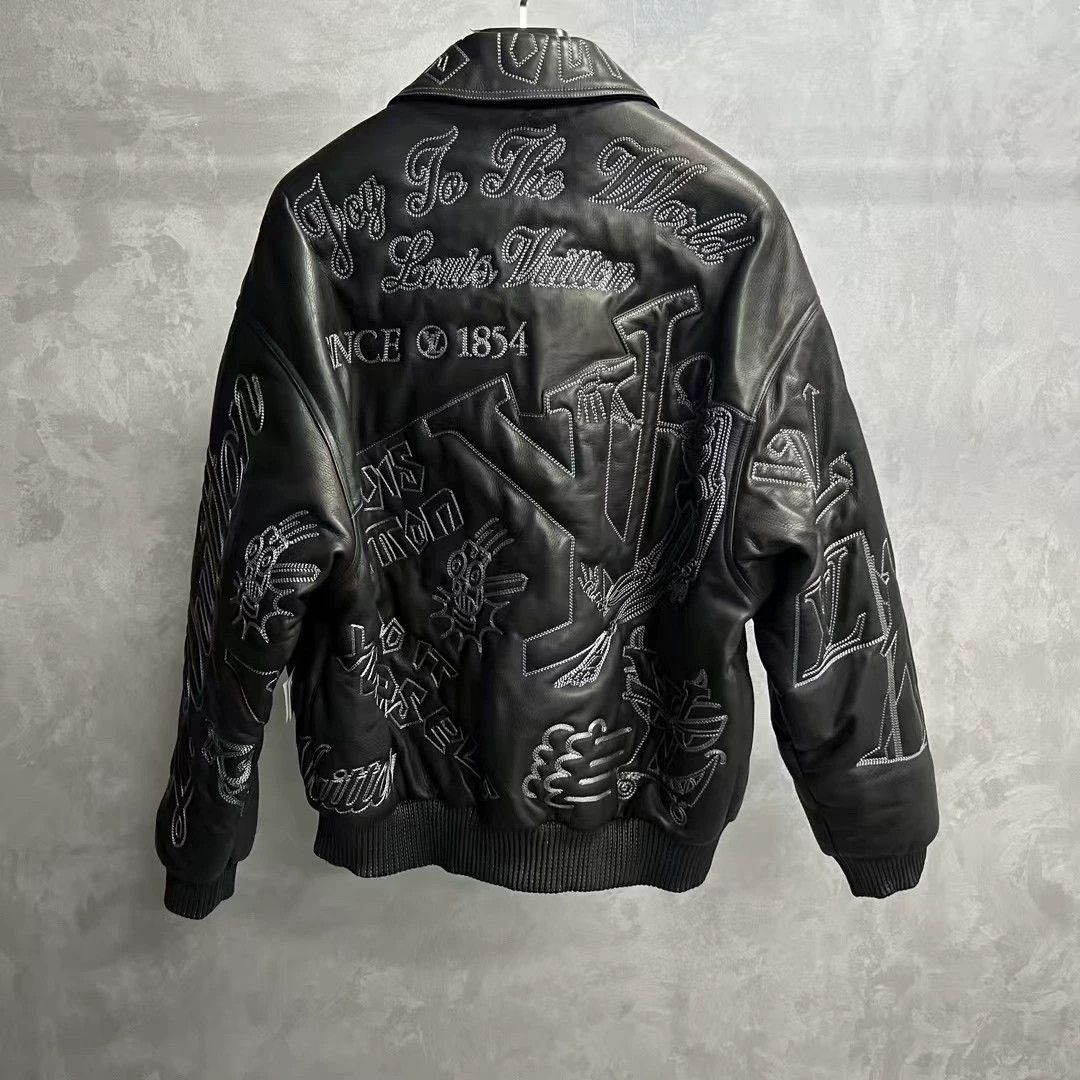 Louis Vuitton black embroidered leather pilot jacket Size US M / EU 48-50 / 2 - 4 Thumbnail