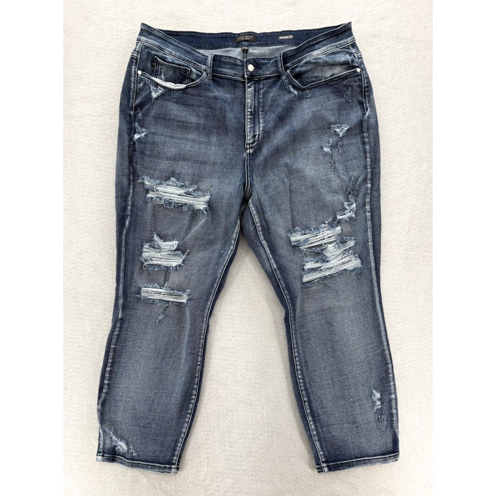 Denime Judy Blue Jeans Womens 24W Blue Boyfriend Fit Distressed Ripped Stretch Denim Jeans Size 42" / US 20 - 2 Thumbnail