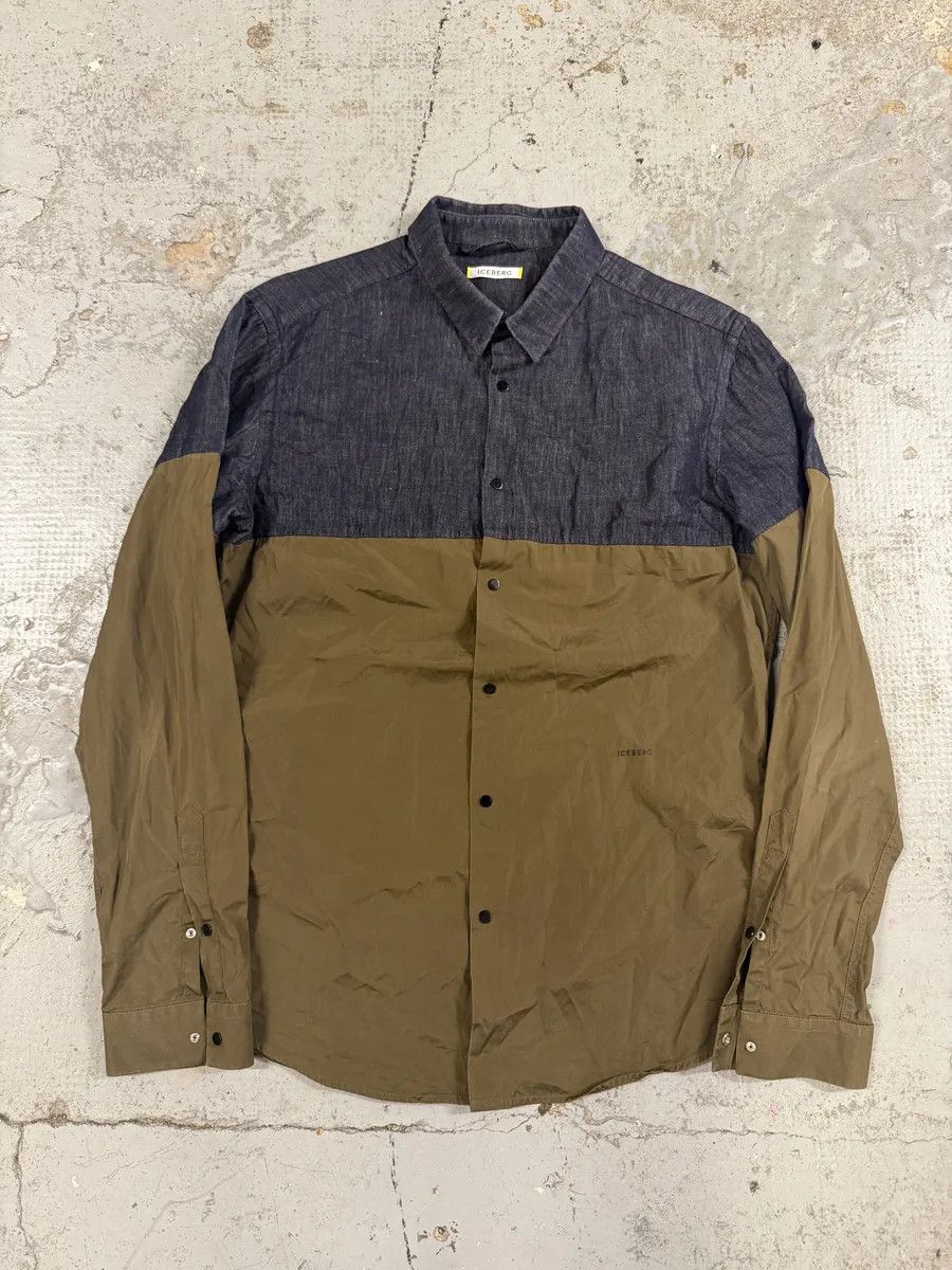 Iceberg 2000s Iceberg Grey Denim Hybrid Beige Cotton Shirt Size US S / EU 44-46 / 1 - 1 Thumbnail