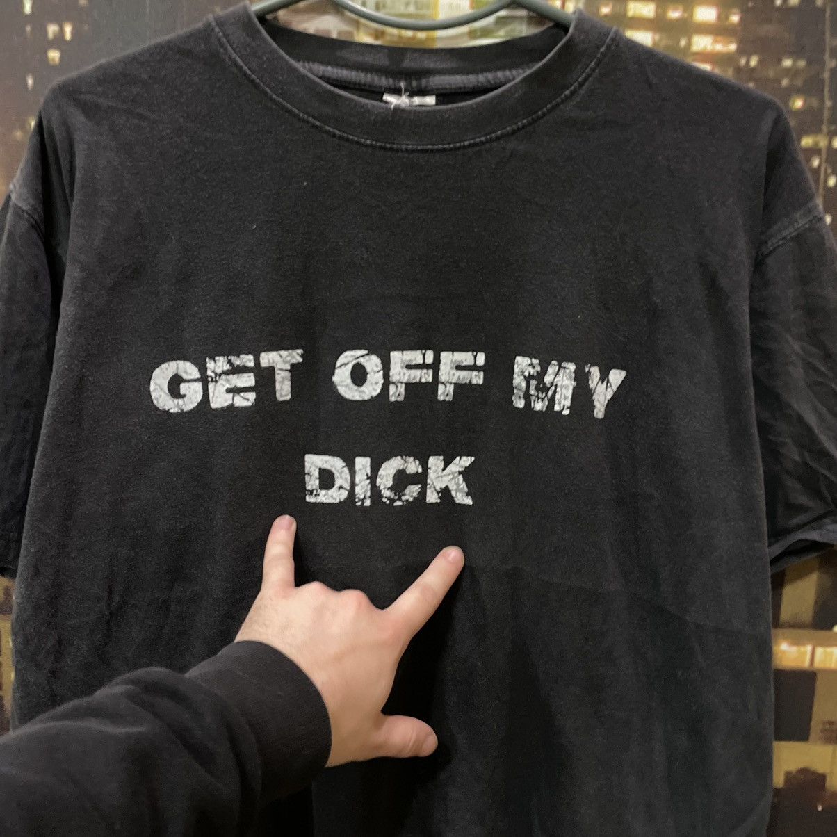 Band Tees VINTAGE Y2K BLACK TEE GET OFF MY DICK PENIS FUNNY PORNO Size US M / EU 48-50 / 2 - 3 Thumbnail