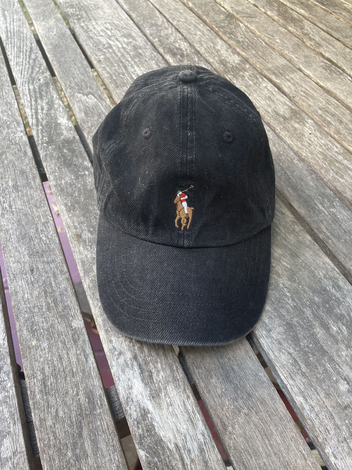 Polo Ralph Lauren Washed Black Denim Embroidered Cap Size ONE SIZE - 1 Thumbnail