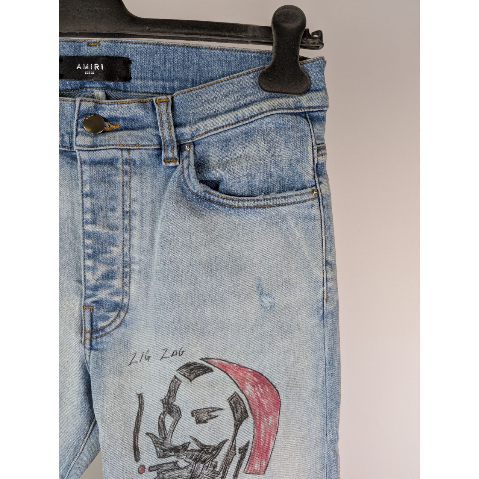 Amiri Amiri Zig Zag Jean Denim Jeans in Light Indigo BNWT 36 Size US 36 / EU 52 - 5 Thumbnail