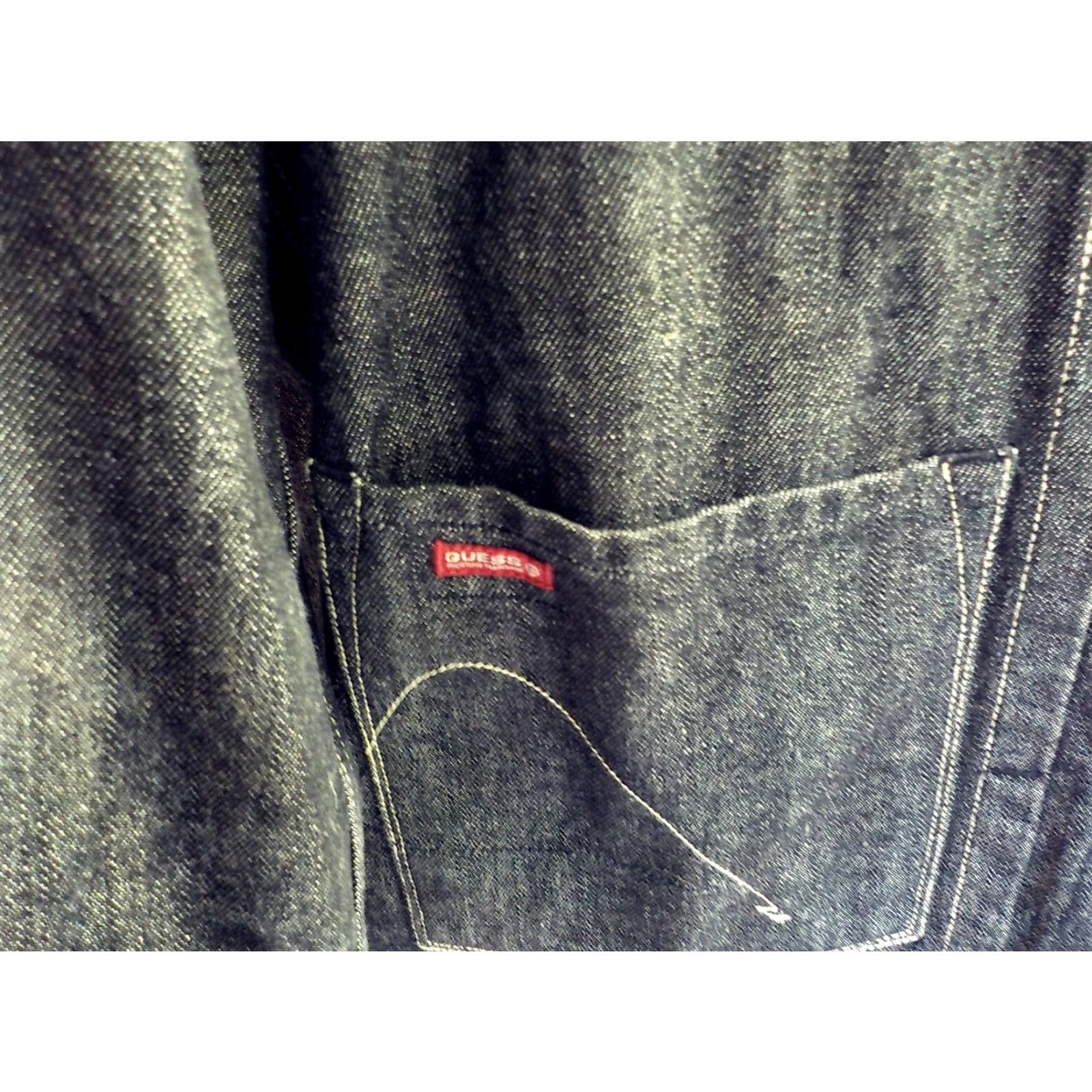 Guess GUESS Denim Jacket Mens Black Trucker Button Front Large SIZE LARGE Denim Jacket 100% Cotton Casual Vintage style Size US 33 - 4 Thumbnail