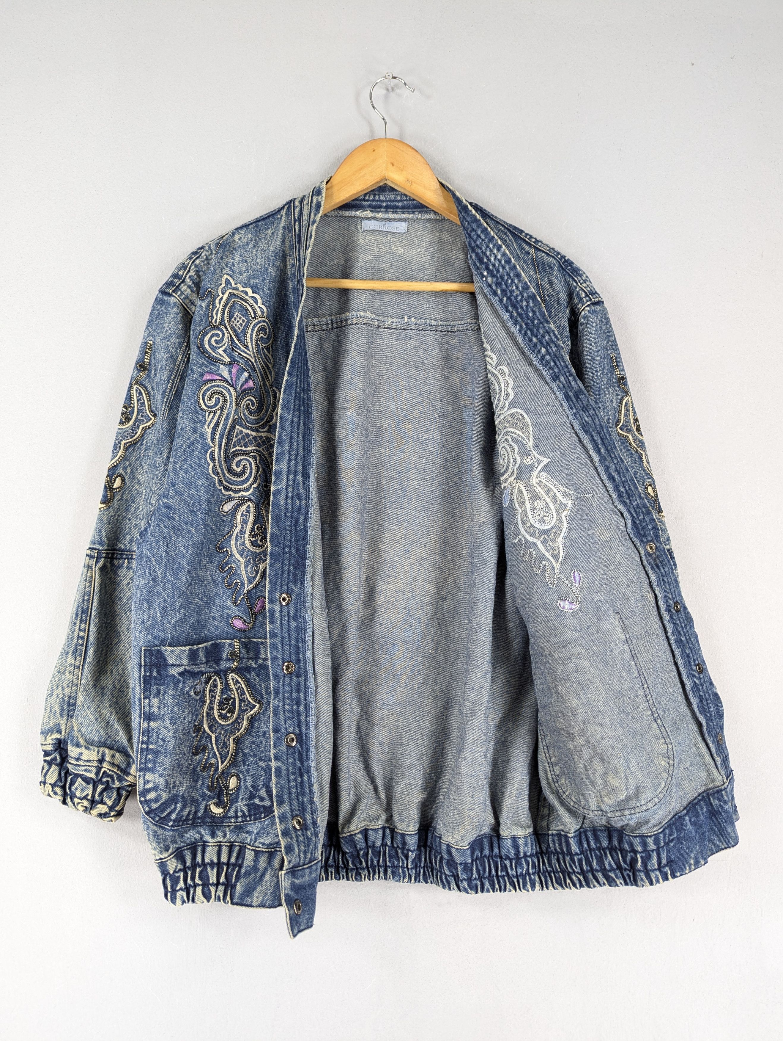 Vintage Corrose Cardigan Embroidery Denim Jacket