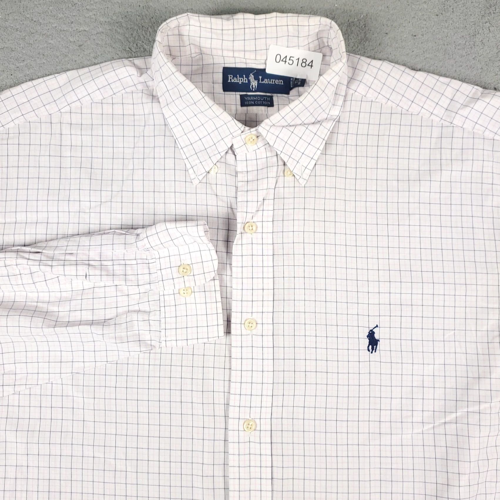 Ralph Lauren RALPH LAUREN Dress Shirt Mens Size 17 Blue Check Long Sleeve Button-Up Modern Classic Size 46R - 2 Thumbnail