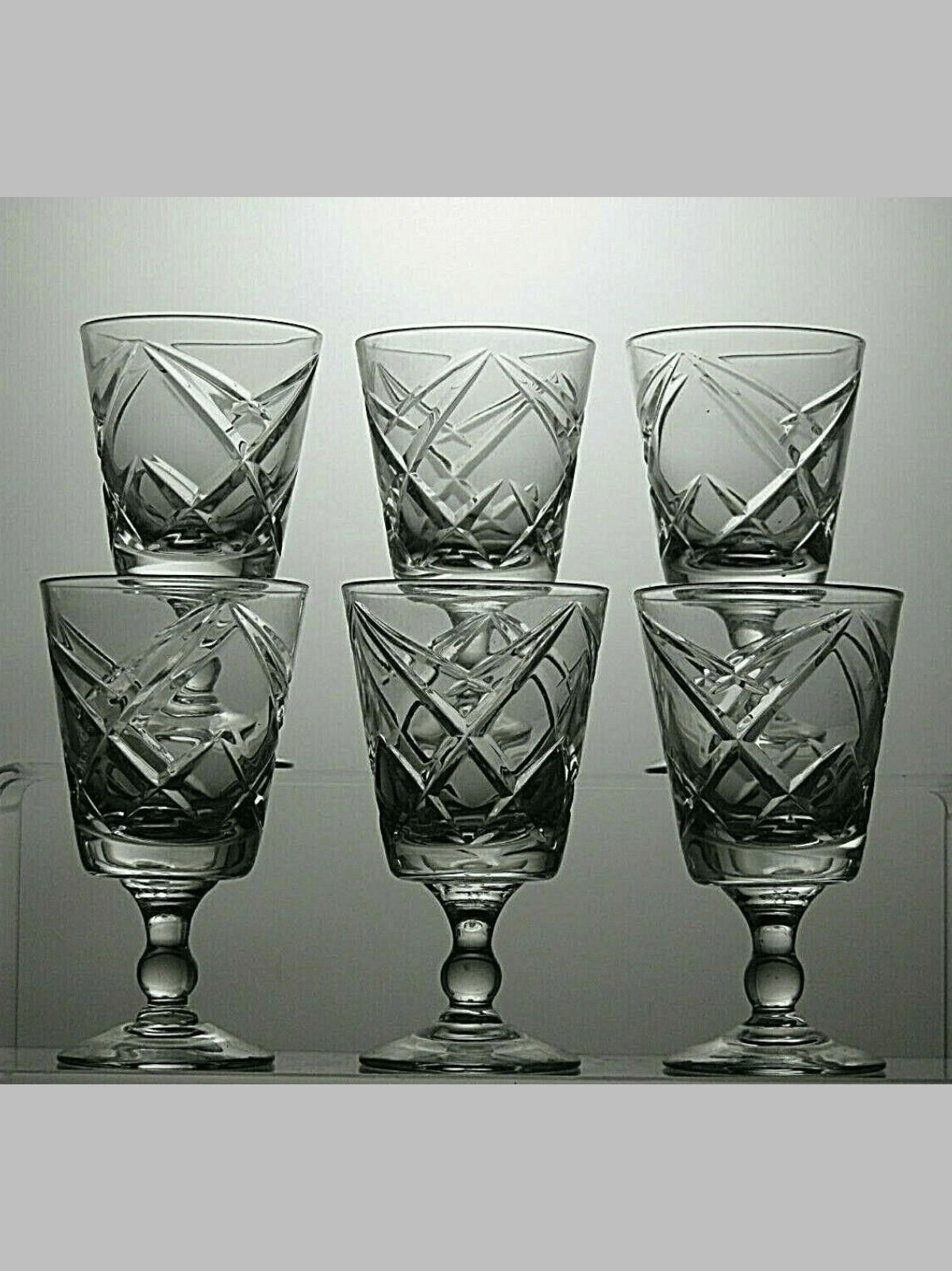 The Unbranded Brand Beautifully Design Cut Glass Crystal Set Of 6 Sherry 3 3/4" Size ONE SIZE - 1 Thumbnail