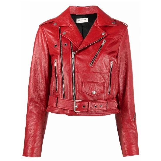 Saint Laurent Paris $7K VALUE Motorcycle Jacket in red Size S / US 4 / IT 40 - 1 Thumbnail
