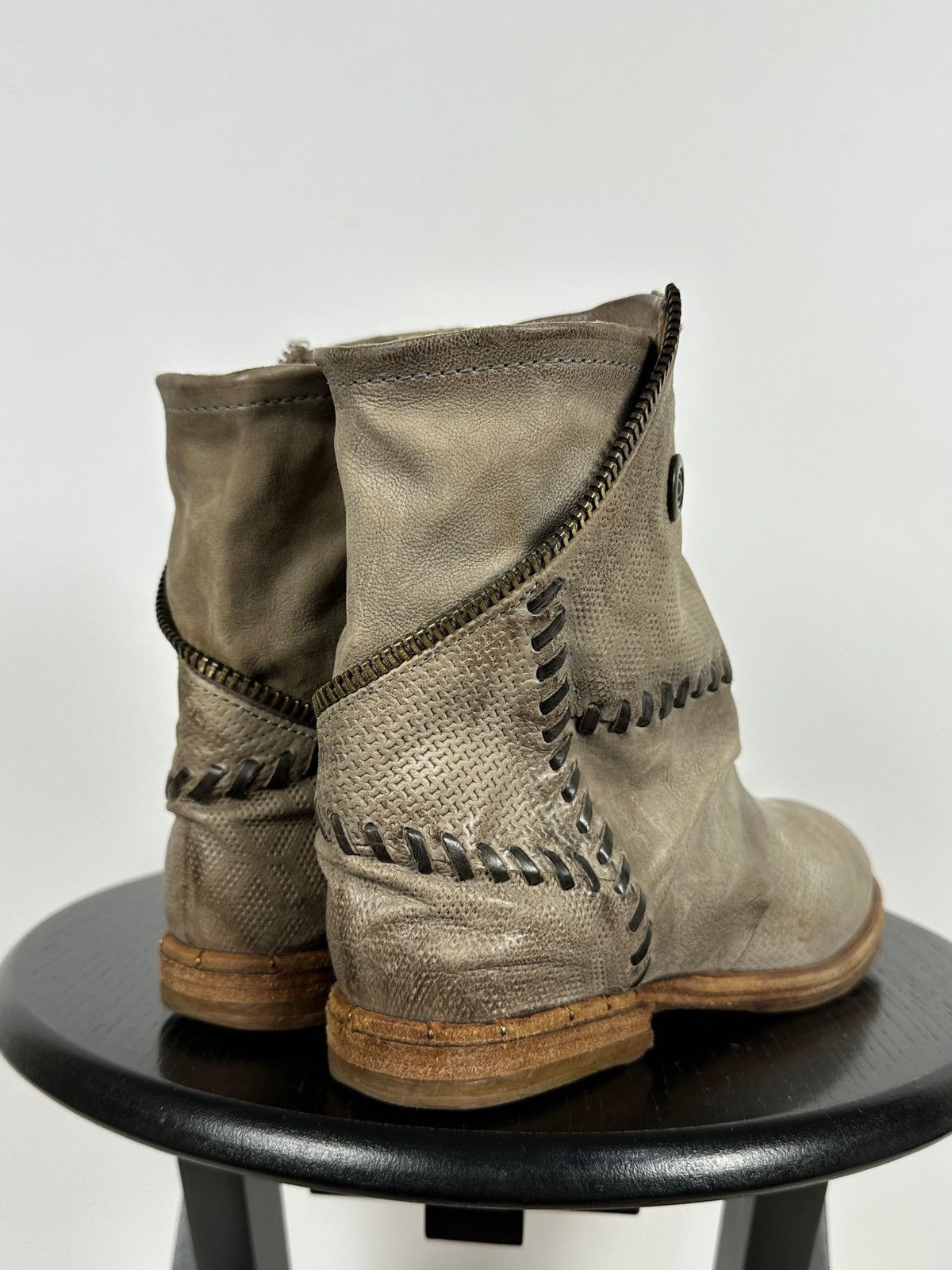 Other A.S.98. Airstep Leather Biker Zip Ankle Boots Size US 7 / IT 37 - 3 Thumbnail