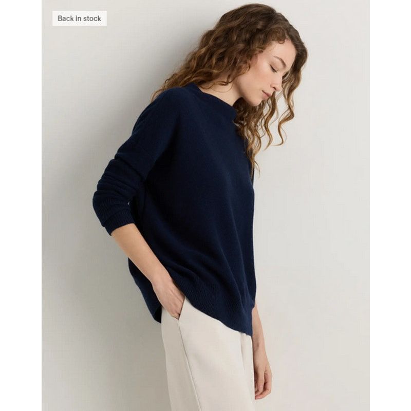 Quince Quince Mongolian Cashmere Funnel Neck Sweater Navy XS NWT Size XS / US 0-2 / IT 36-38 - 4 Thumbnail