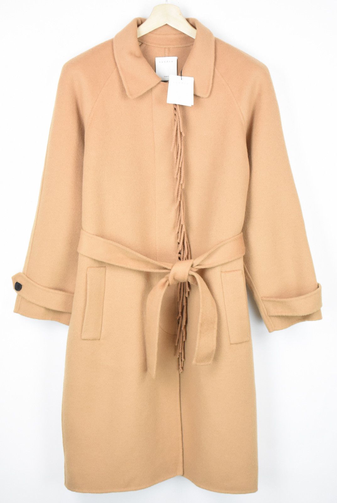 Sandro SANDRO Luciale Coat Womens EU 40 Wool Belted Tasselled Size L / US 10 / IT 46 - 4 Thumbnail
