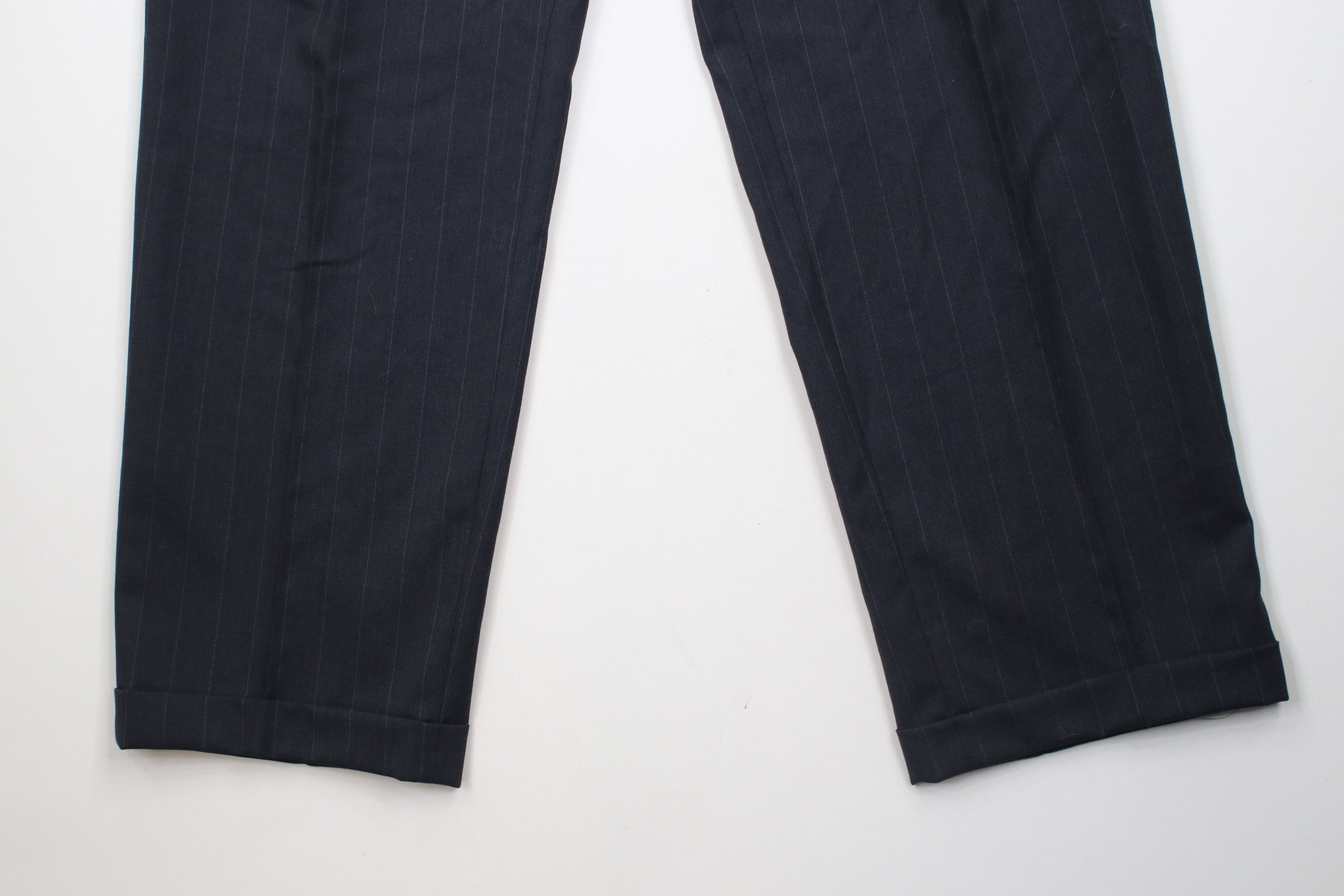 Vintage Vintage 90s Streetwear Wool Pinstriped Wide Leg Chino Pants Size US 34 / EU 50 - 4 Thumbnail