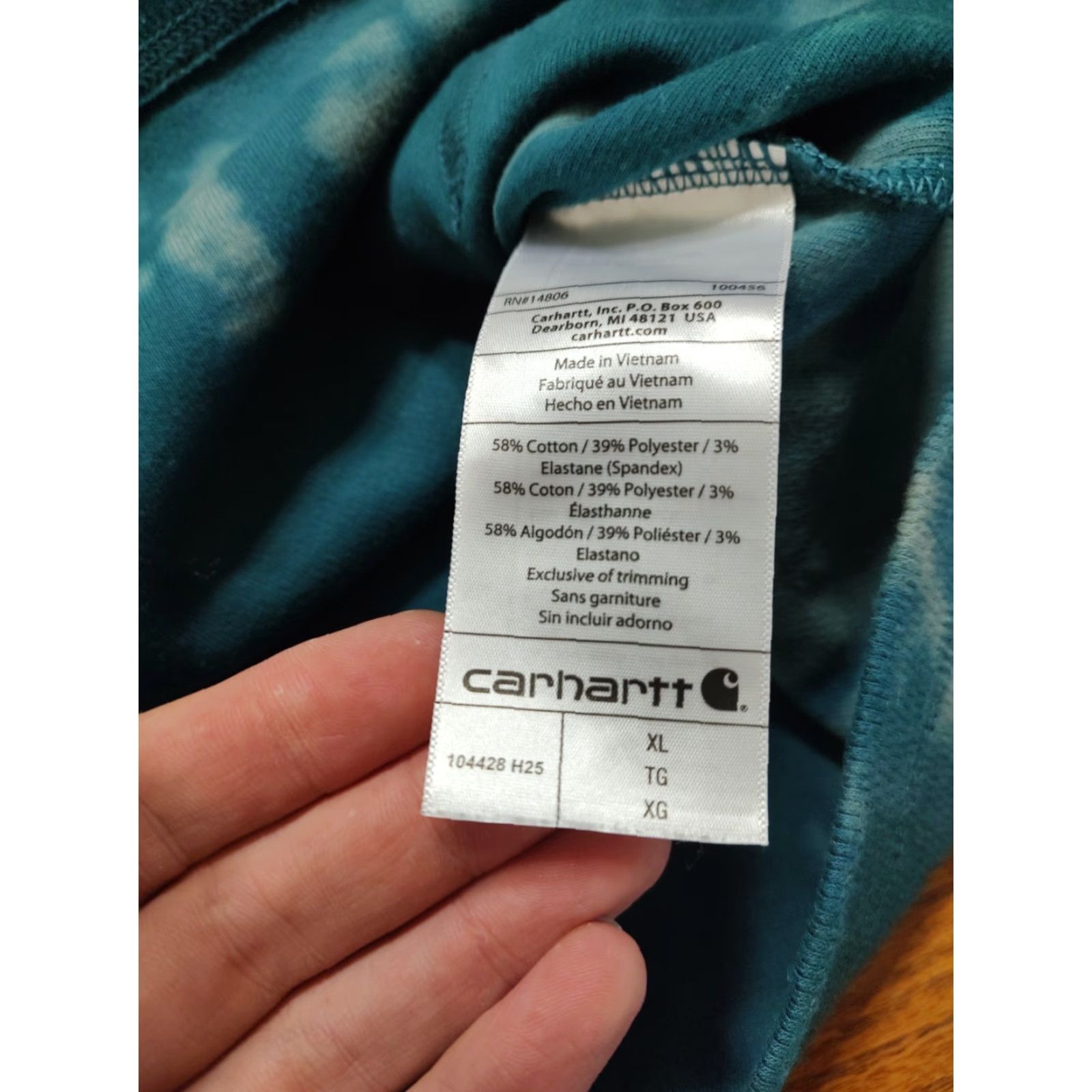 Carhartt Carhartt Mens XL Teal Green 1/4 Zip Thermal Sweatshirt Acid Wash Tie Dye Relaxed Shirt Men Size US XL / EU 56 / 4 - 5 Thumbnail