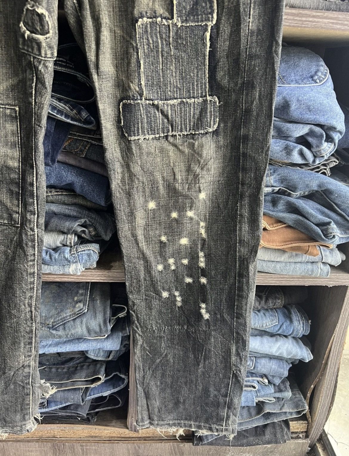 If Six Was Nine 🔥Rare Artinero Patchwork Kapital Inspired Distressed Denim Size US 34 / EU 50 - 8 Thumbnail