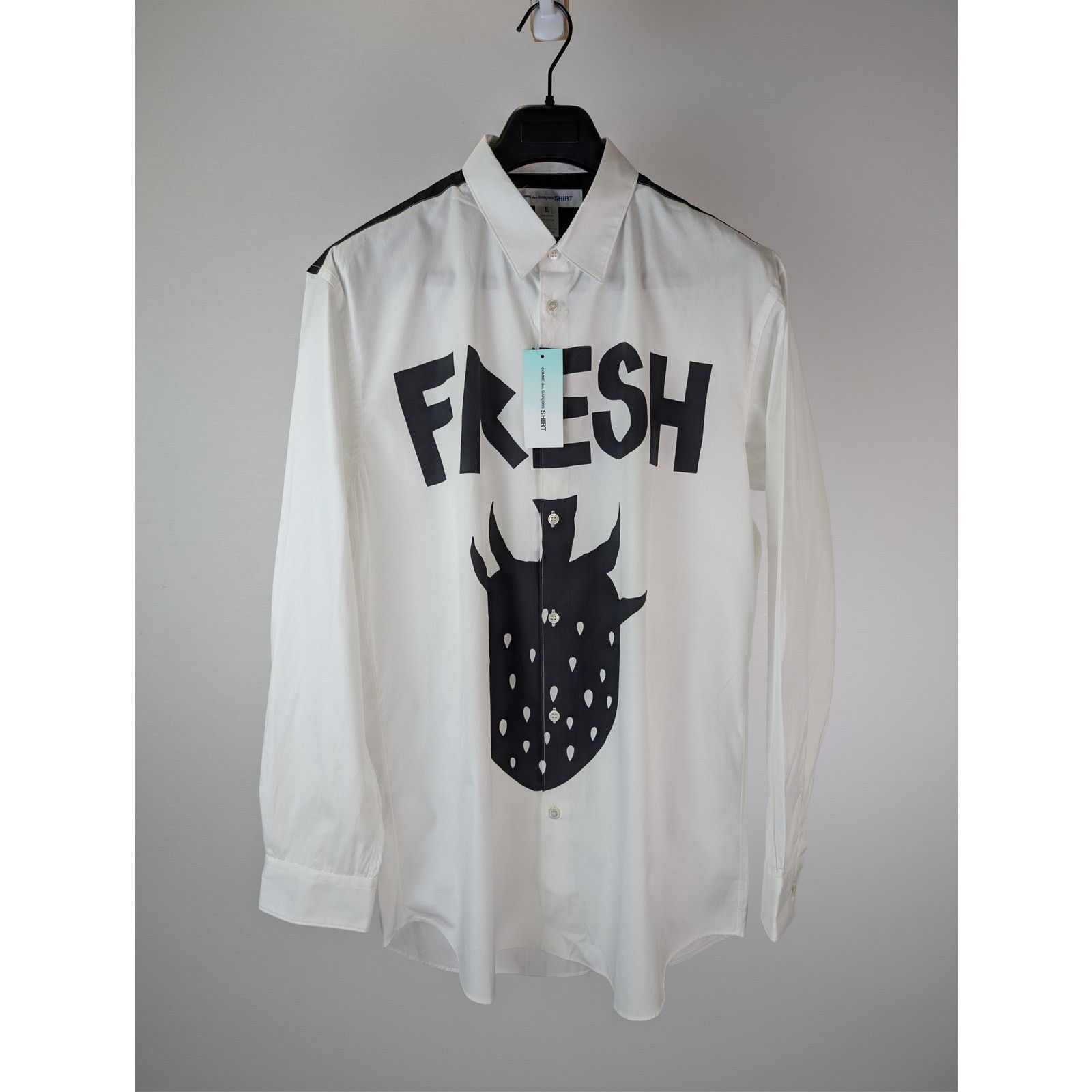 Comme des Garcons SHIRT o1rshd1 Fresh Graphic-Print Cotton Shirt in White / Black Size US XL / EU 56 / 4 - 1 Thumbnail