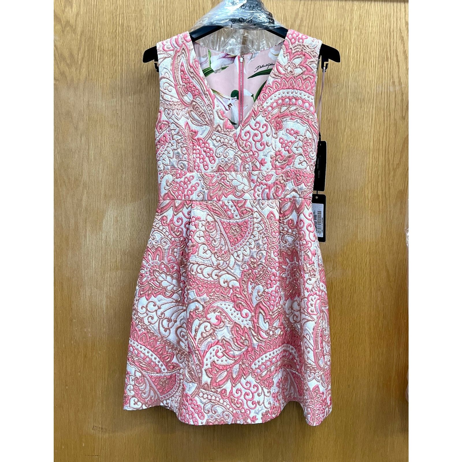 Dolce & Gabbana Dolce & Gabbana Pink Floral Jacquard Pleated Mini Dress 40 Size S / US 4 / IT 40 - 10 Thumbnail