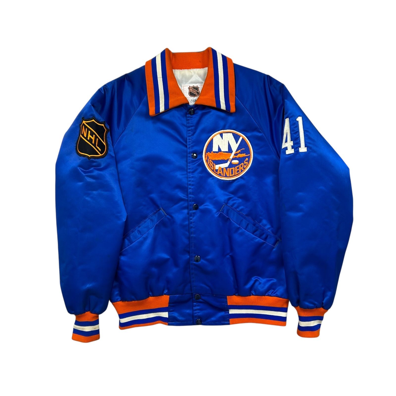 NHL VTG 90s NEW YORK ISLANDERS STARTER SATIN JACKET SPELL OUT Size US M / EU 48-50 / 2 - 2 Thumbnail