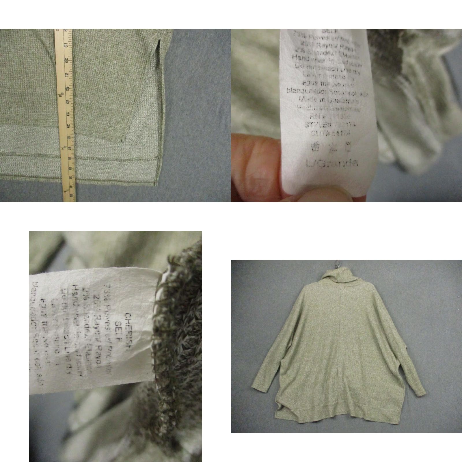 Vintage Cherish Sweater Womens One Size Green Oversized Cowl Neck Poncho Knit Dolman Size ONE SIZE - 8 Thumbnail