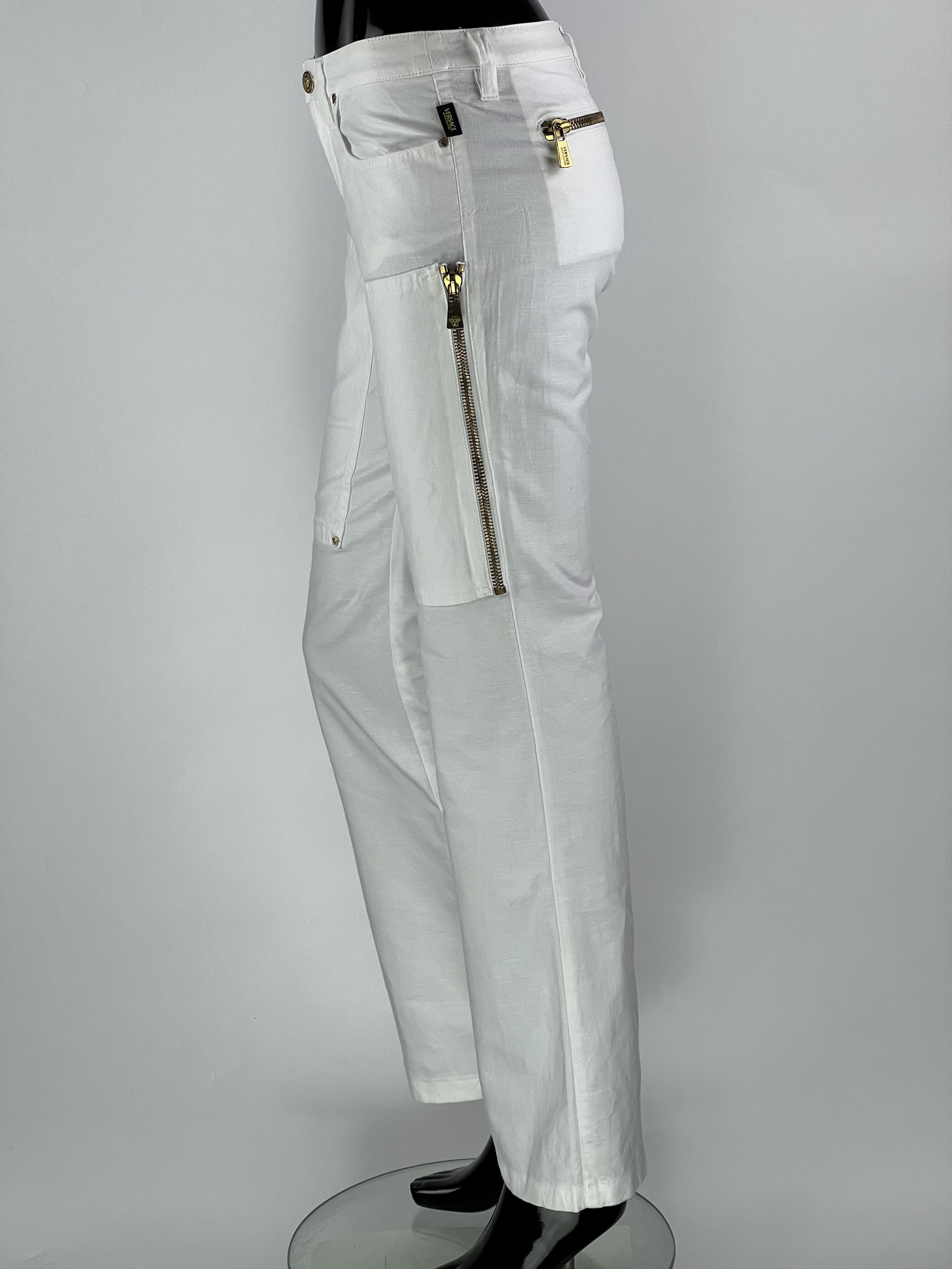 Versace Versace Jeans Couture VTG Cotton/Linen Flared Pants Size 26 Size 26" / US 2 / IT 38 - 3 Thumbnail