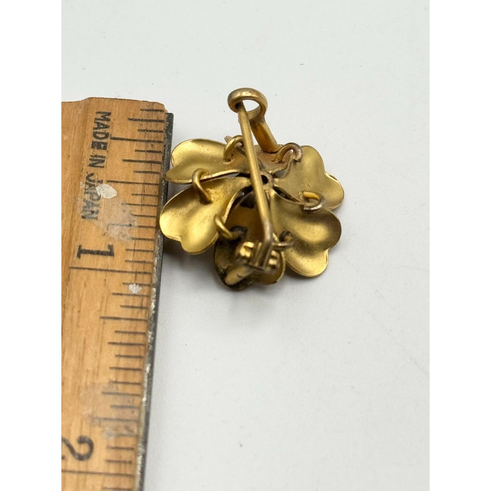 Vintage Antique PS Co Gold Filled rhinestone flower estate pin Size ONE SIZE - 5 Thumbnail