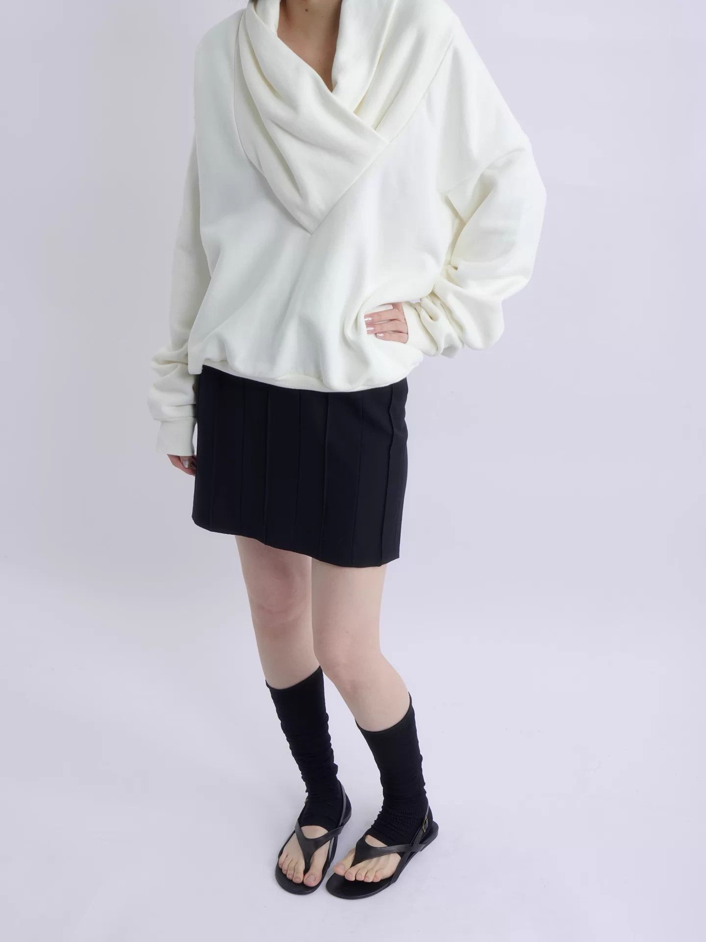Saint Laurent Paris SAINT LAURENT 2023AW Cream Draped Cowl Neck Sweatshirt Size M / US 6-8 / IT 42-44 - 6 Thumbnail