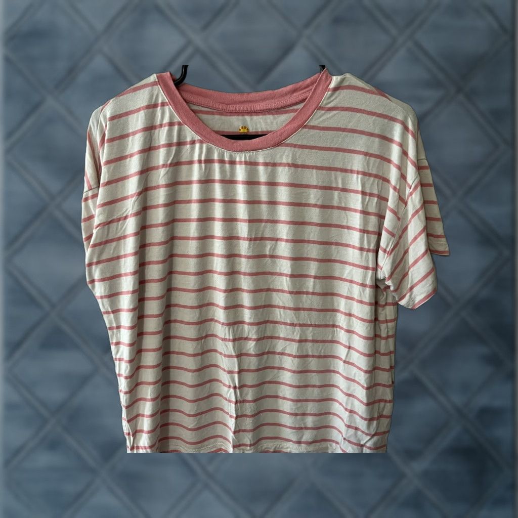 Vintage C&C California Pink Striped Crew Top Shirt Short Sleeve M Women's Size M / US 6-8 / IT 42-44 - 1 Thumbnail